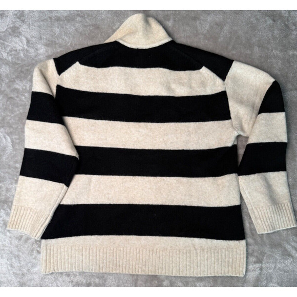 H&M Black Tan Striped Polo Long Sleeve Sweater Womens Size Small - Picture 2 of 6